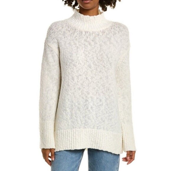 VINCE Wool Blend Nubby Turtleneck Sweater In Cream Sz Lg New - Picture 2 of 7